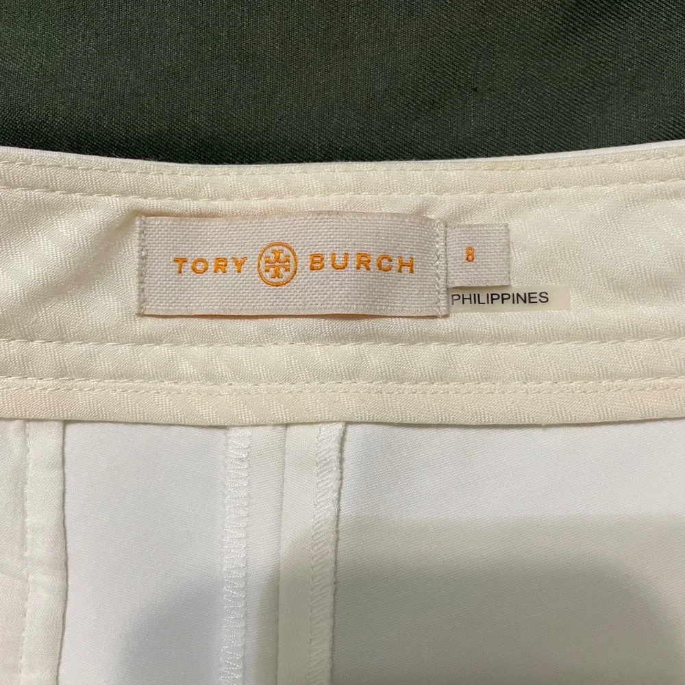 Tory Burch Dress Pants Womens 8 White Straight Leg Pintuck Style 30457 Cotton